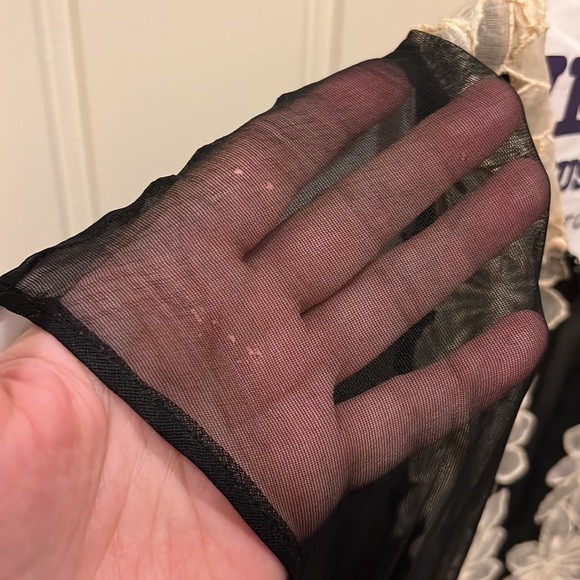 Stunning Vintage 1930s 30s Black Sheer Gown Dress With Large Floral Lace XS/S - Picture 10 of 10